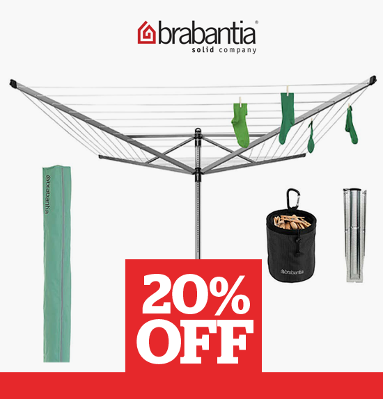 Brabantia 50 Metre 4 Arm Liftomatic Rotary Washing Line with Accessories